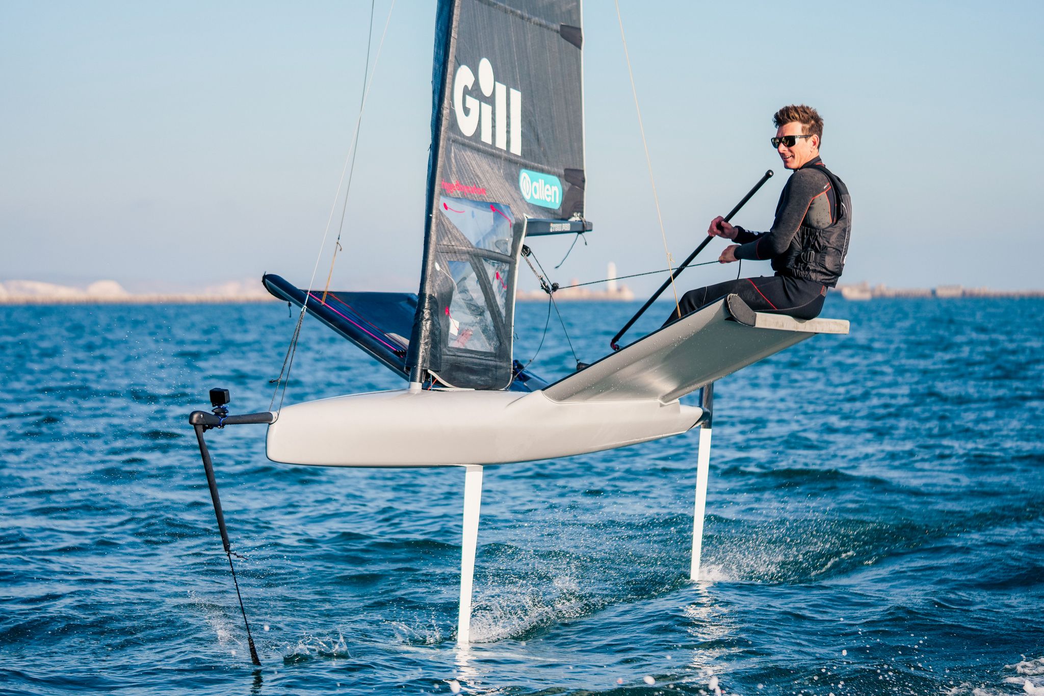 Team GB Olympic Gold Medalist, Dylan Fletcher sailing.