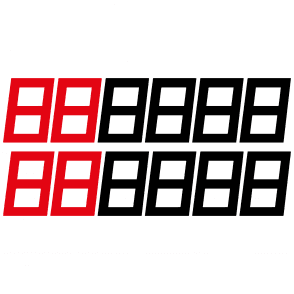 ILCA/Laser Sail Numbers - Set of 4 Red and 8 Black 230mm